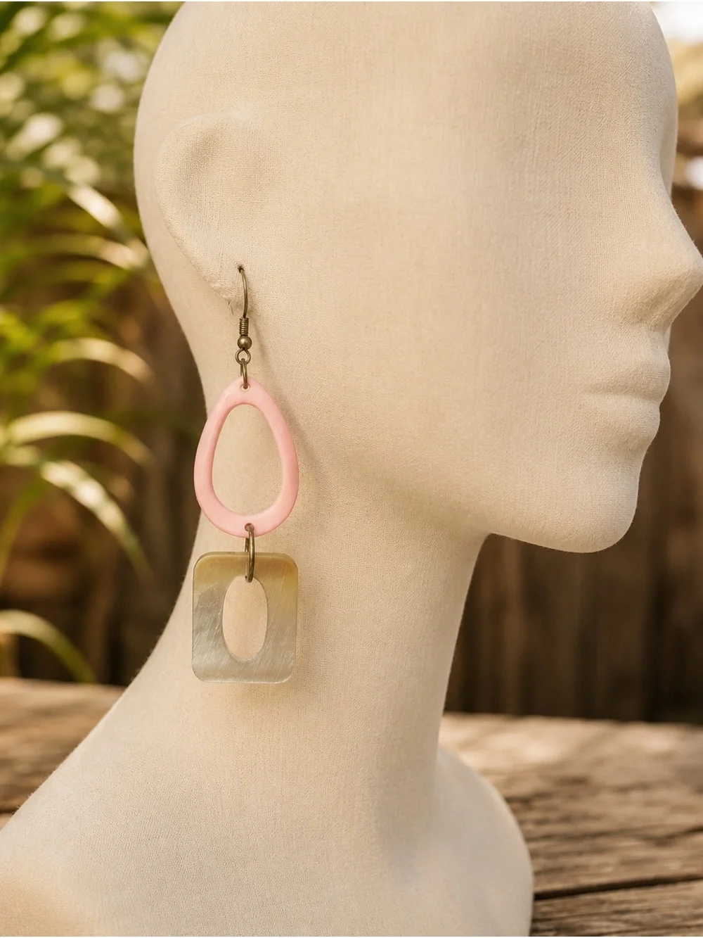 Omala by Anju Handcrafted Natural Horn Drop Earrings
